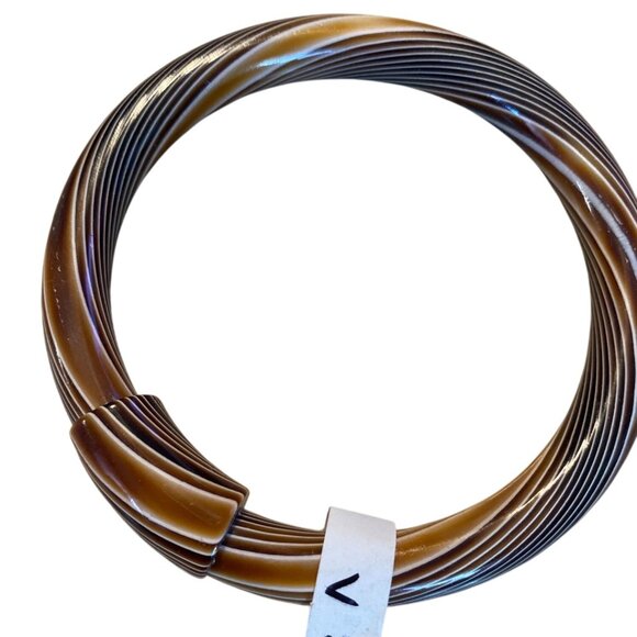 Vintage Brown & Black Swirled Lucite Bangle Bracelet - Picture 2 of 5